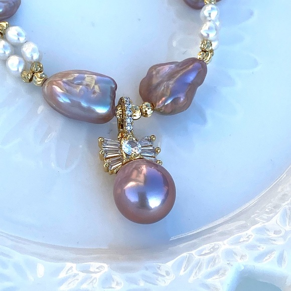 B1-Handmade Natural Freshwater Pearl With Edison Pearl Bracelet - Picture 3 of 4